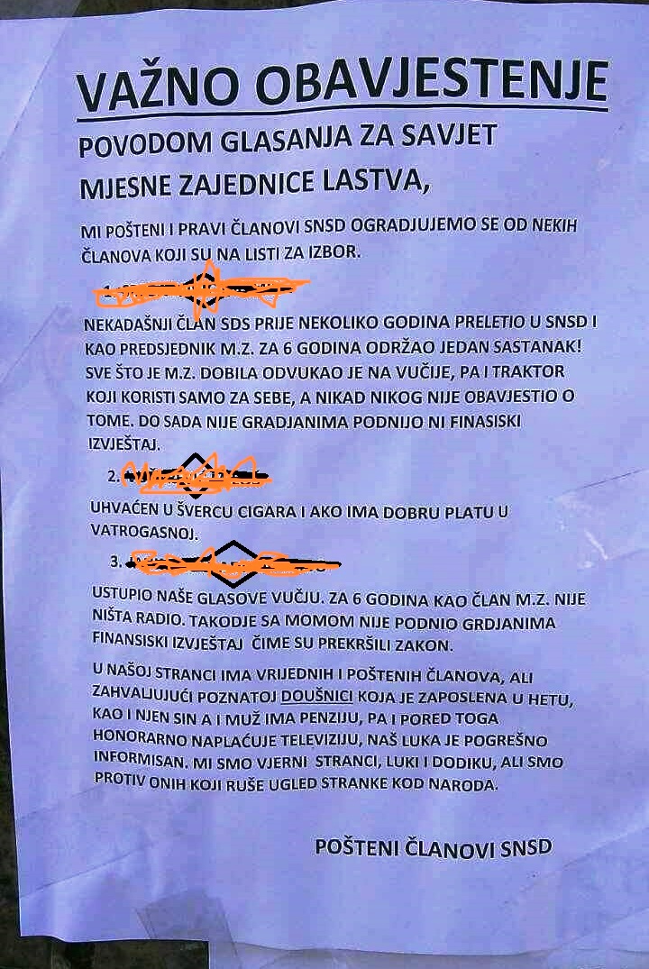 Leutar.net Lastva oblijepljena lecima. "Mi smo vjerni stranci, Luki i Dodiku"