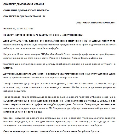 Leutar.net OO SDS NEVESINJE: OPOZICIJA TRIJUMFOVALA NA IZBORIMA ZA MJESNE ZAJEDNICE U NEVESINJU