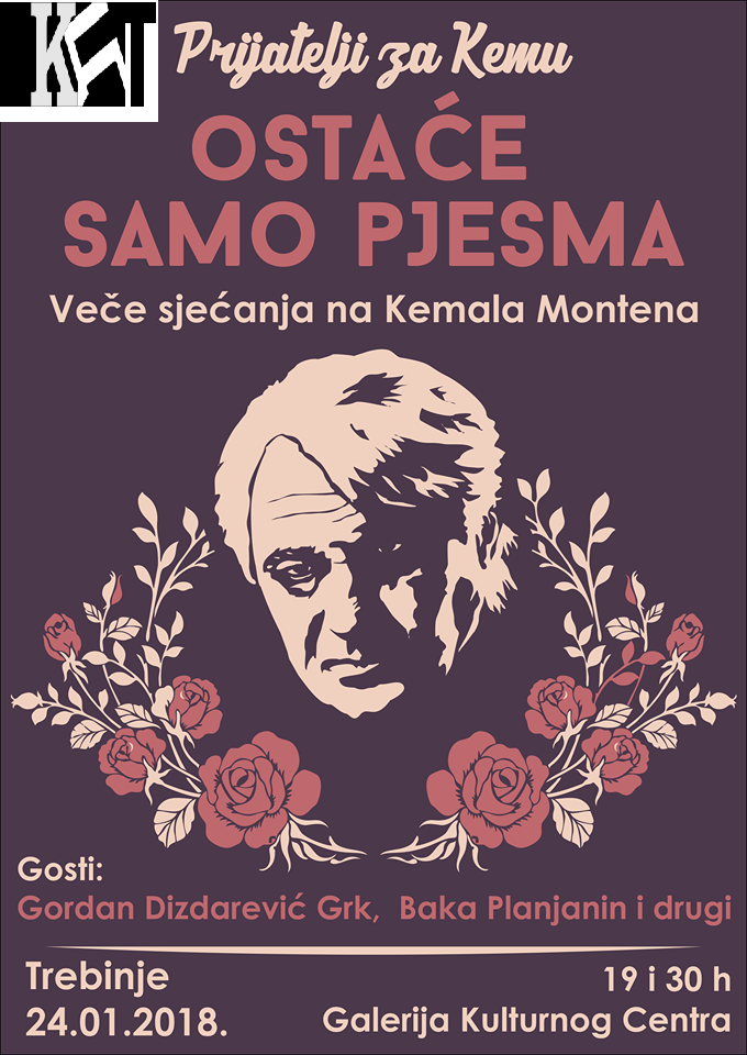 Leutar.net Veče sjećanja na Kemala Montena 24. januara u Trebinju (VIDEO)