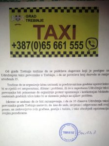 Leutar.net Saopštenje za javnost Udruženja taksi prevoznika - TREBINJE TAXI
