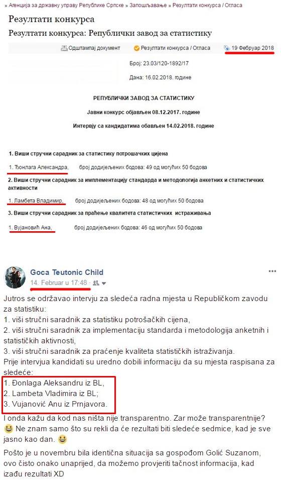Pogledajte kako su NAMJESTILI KONKURS u Republičkom zavodu za statistiku Leutar.net Leutar.net Pogledajte kako su NAMJESTILI KONKURS u Republičkom zavodu za statistiku