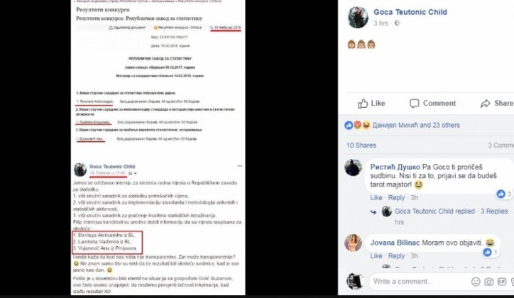 Pogledajte kako su NAMJESTILI KONKURS u Republičkom zavodu za statistiku Leutar.net Leutar.net Pogledajte kako su NAMJESTILI KONKURS u Republičkom zavodu za statistiku