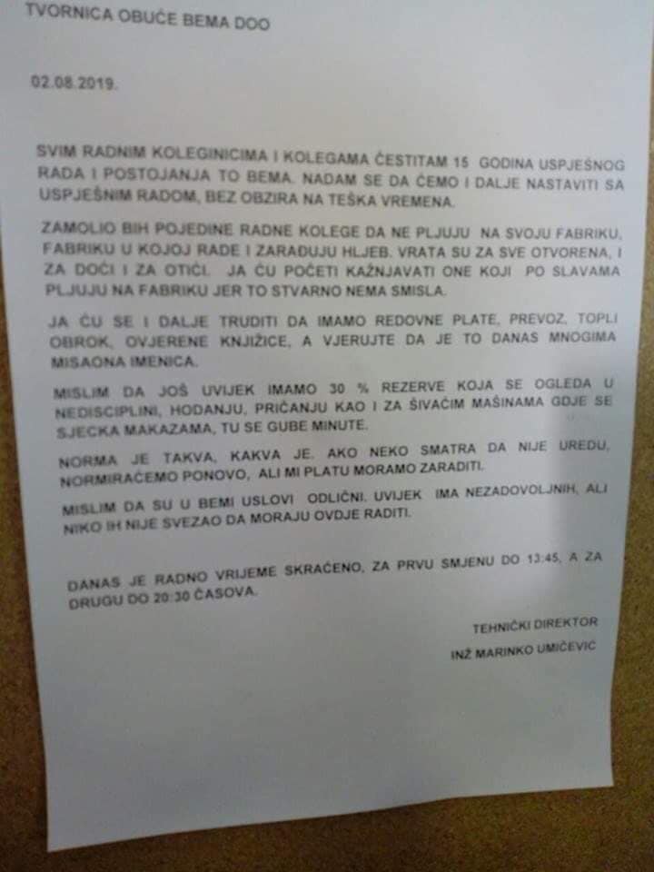 Direktor upozorio radnike: Počeću da kažnjavam one koji po slavama PLJUJU NA FABRIKU Leutar.net Leutar.net Direktor upozorio radnike: Počeću da kažnjavam one koji po slavama PLJUJU NA FABRIKU