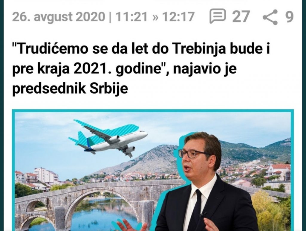 Leutar.net Brnabić - Ponosna sam što Srbija ima ekonomsku moć da investira u aerodrom u Trebinju