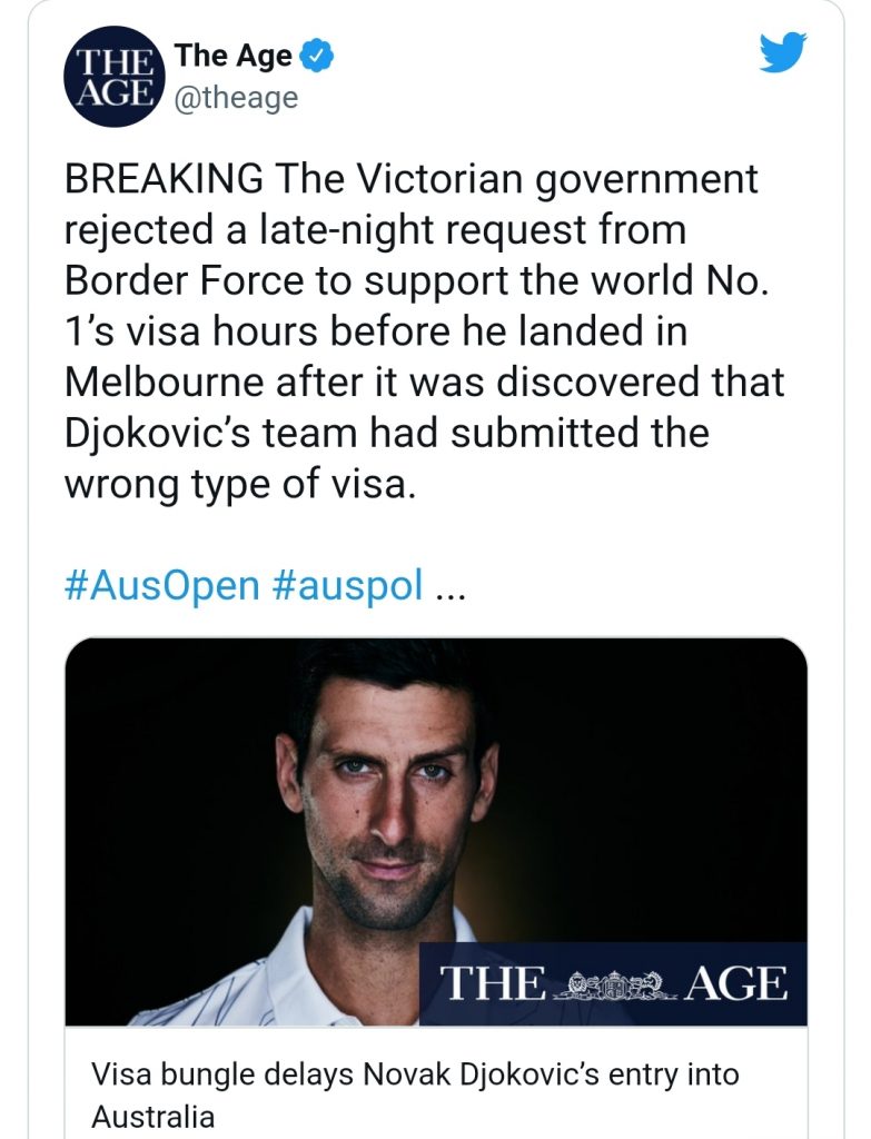 Leutar.net Novaku Đokoviću odbijena viza nakon slijetanja u Australiju?