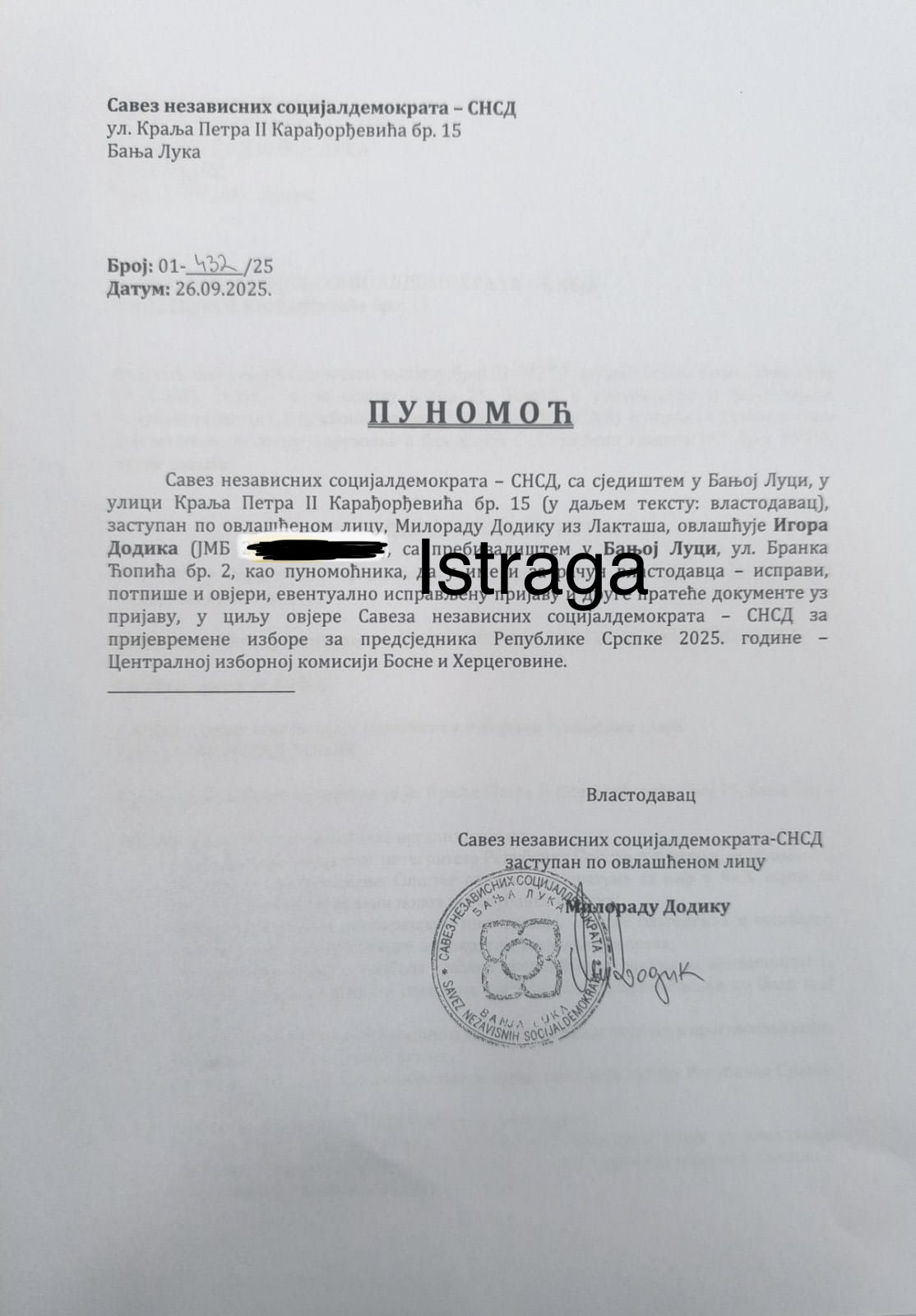 Milorad ovlaštenja prenio na Igora Leutar.net Leutar.net Milorad ovlaštenja prenio na Igora